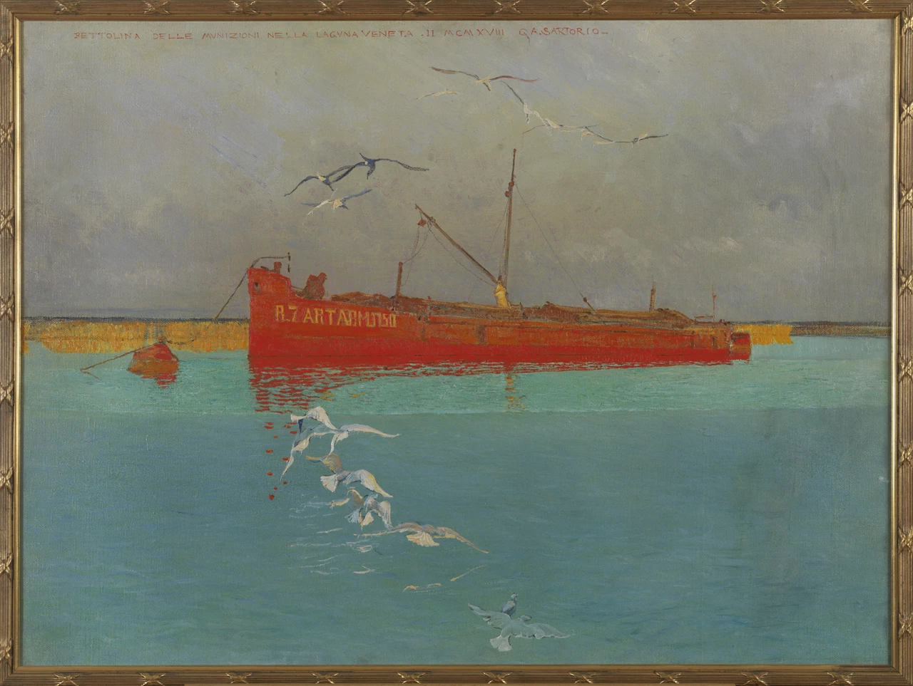 Bettolina delle munizioni nella laguna veneta - Fondo G.A. Sartorio. Palazzo della Farnesina, Roma